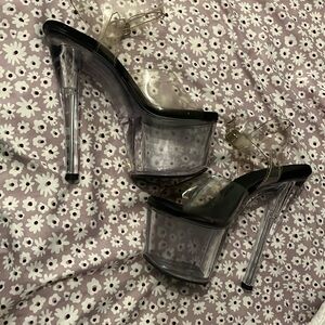 Clear double stack heels